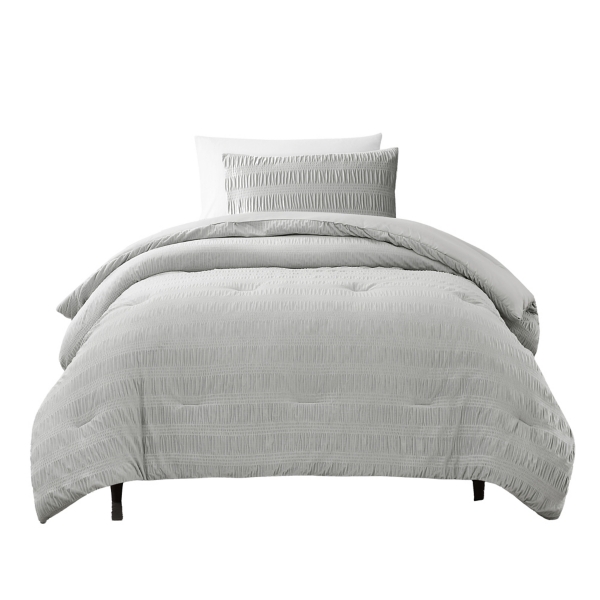 Gray Ruched Stripe 2-pc. Twin XL Comforter Set | Kirklands Home
