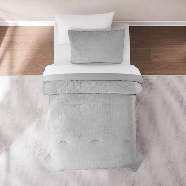 Gray Ruched Stripe 2-pc. Twin XL Comforter Set