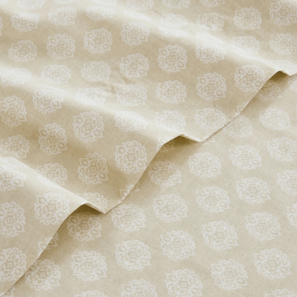 Neutral Damask Cotton 4-pc. King Sheet Set