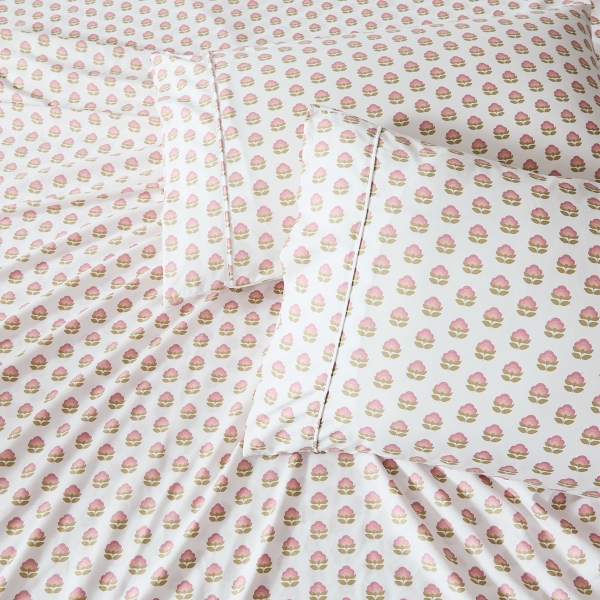 Prisha Peach Floral 6-pc. Full Sheet Set