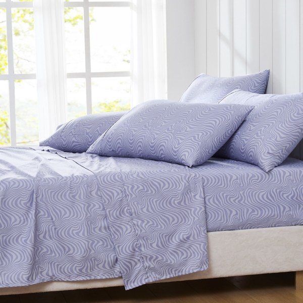 Violet Retro Waves 6-pc. Full Sheet Set