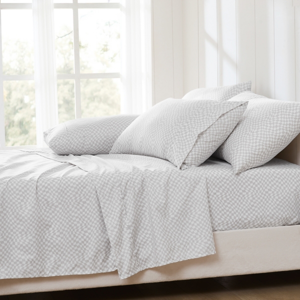 Gray Wavy Checkered 6-pc. Full Sheet Set