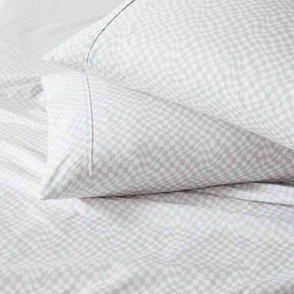 Gray Wavy Checkered 4-pc. Twin XL Sheet Set