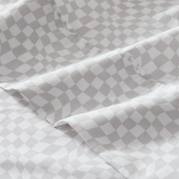 Gray Wavy Checkered 4-pc. Twin Sheet Set