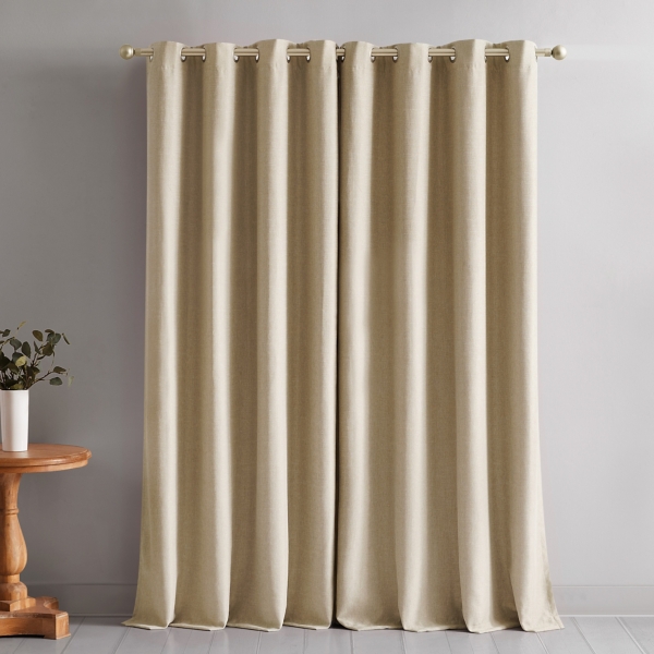 Natural Slub Blackout Curtain Panel Set, 84 in.