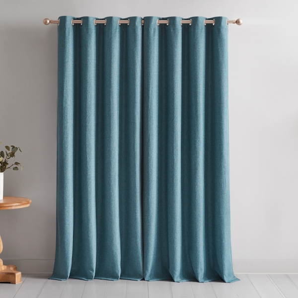 Blue Slub Blackout Curtain Panel Set, 84 in.