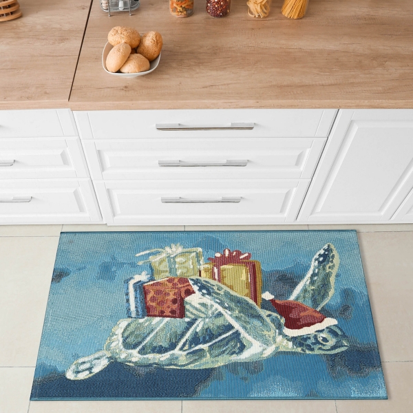 Sea Turtle Santa Doormat, 24x34