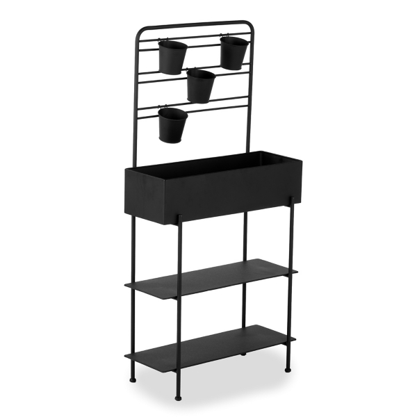 Black Metal Outdoor Planter Station