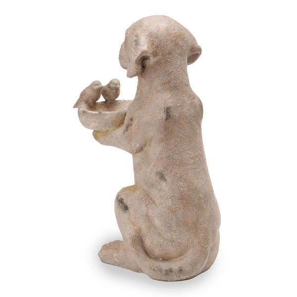 Dog Holding Bird Bath Statue