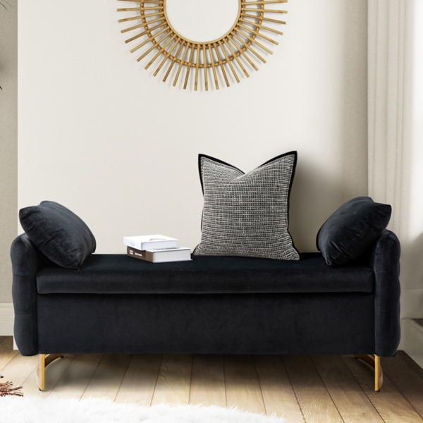 Christoph Black Velvet Storage Bench