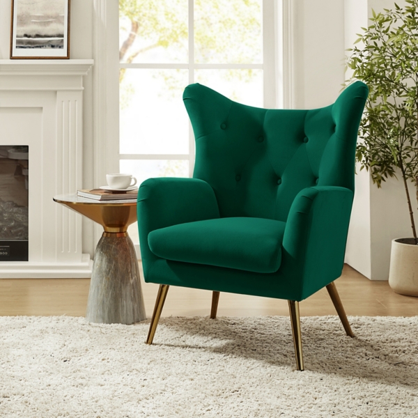 Danel Green Tufted Wingback Accent Chair