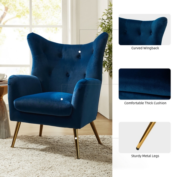 Danel Navy Tufted Wingback Accent Chair