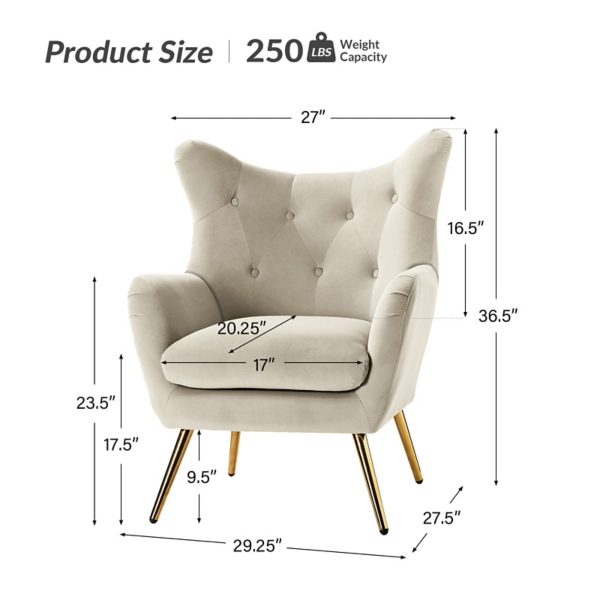Danel Tan Tufted Wingback Accent Chair