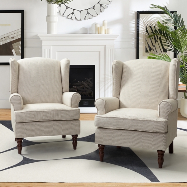 Umberto Tan Herringbone Accent Chair