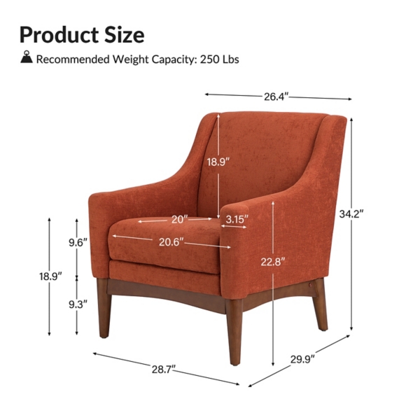 Benait Orange Upholstered Accent Chair