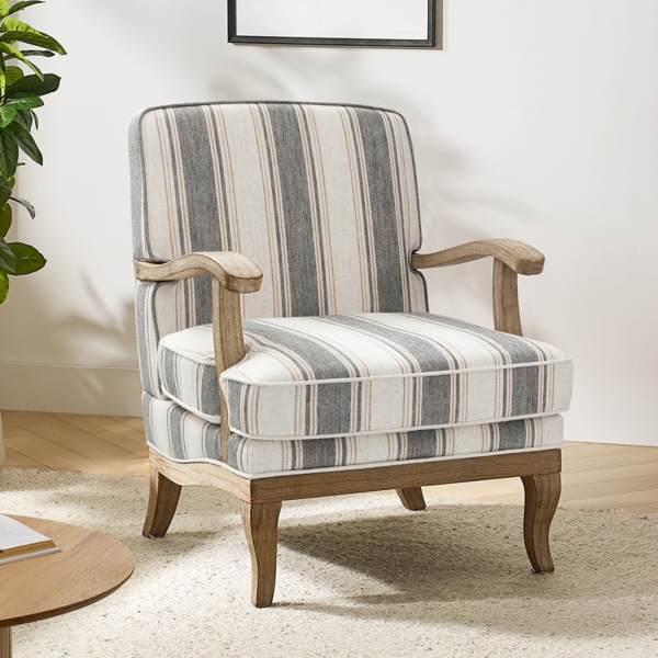 Peppone Gray Striped Armchair