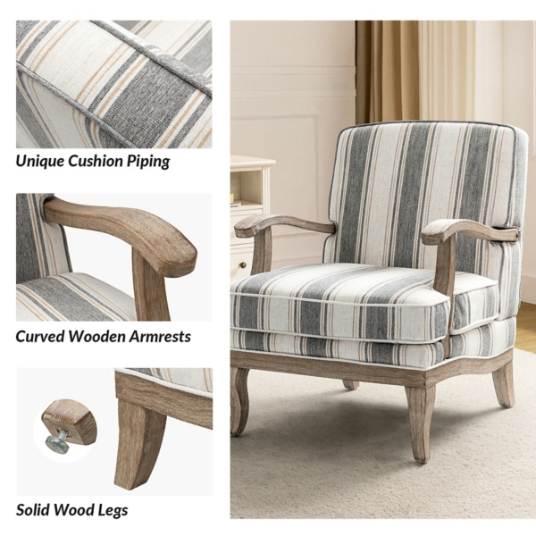Peppone Gray Striped Armchair