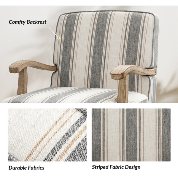 Peppone Gray Striped Armchair