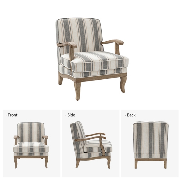 Peppone Gray Striped Armchair