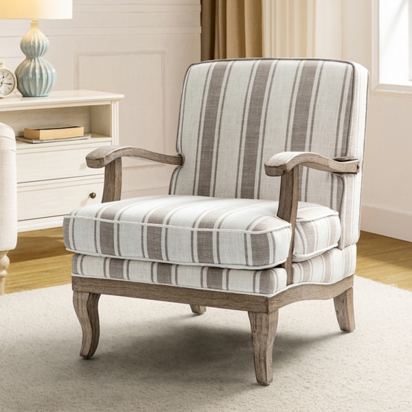 Peppone Tan Striped Armchair