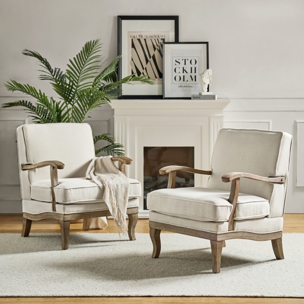 Peppone Ivory Upholstered Armchair