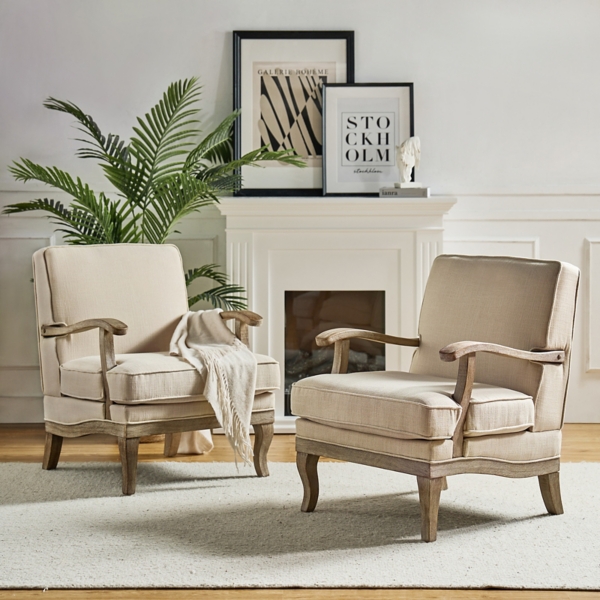 Peppone Linen Upholstered Armchair