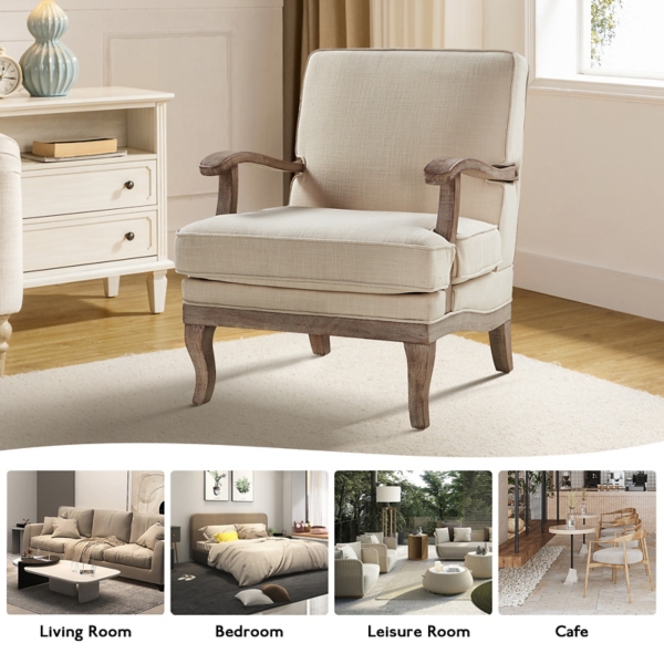 Peppone Linen Upholstered Armchair