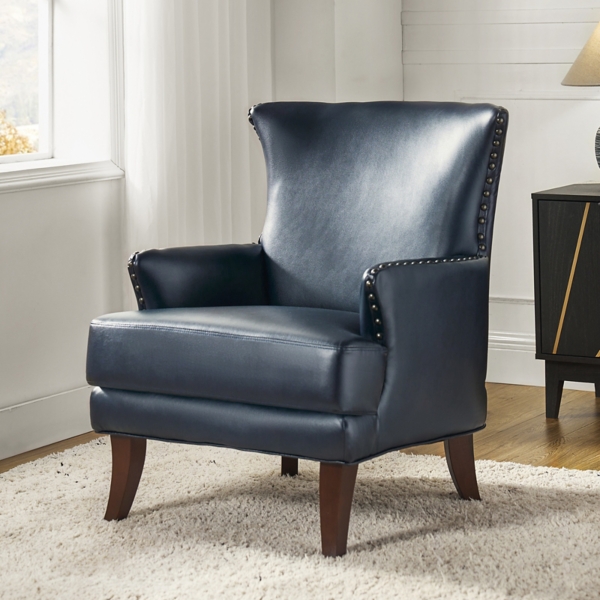 Jorge Navy Faux Leather Armchair