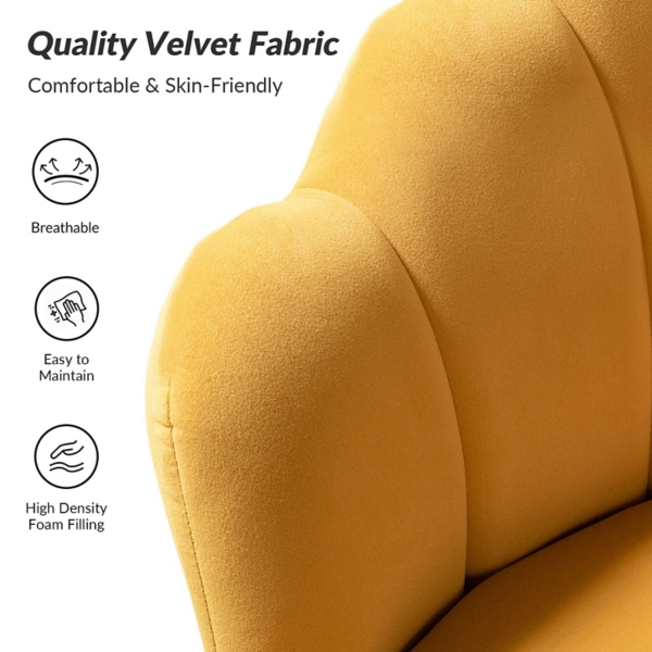 Donata Mustard Velvet Scalloped Accent Chair