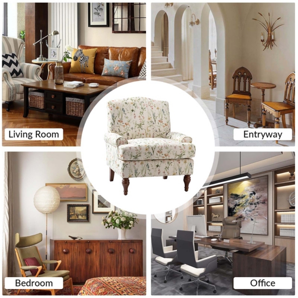 Cream Spring Floral Armchair