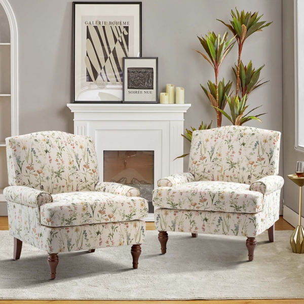 Cream Spring Floral Armchair