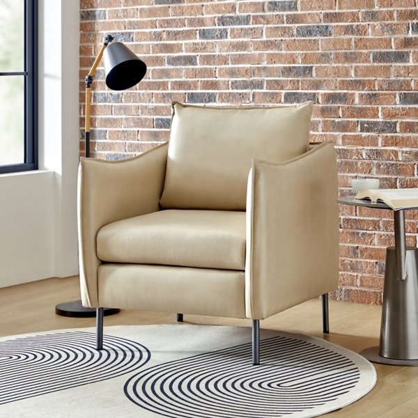 Georges Beige Faux Leather Accent Chair