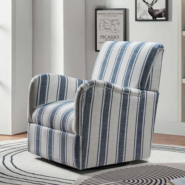 Alice Navy Blue Striped Swivel Chair
