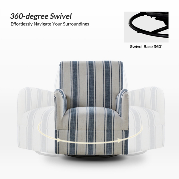 Alice Navy Blue Striped Swivel Chair