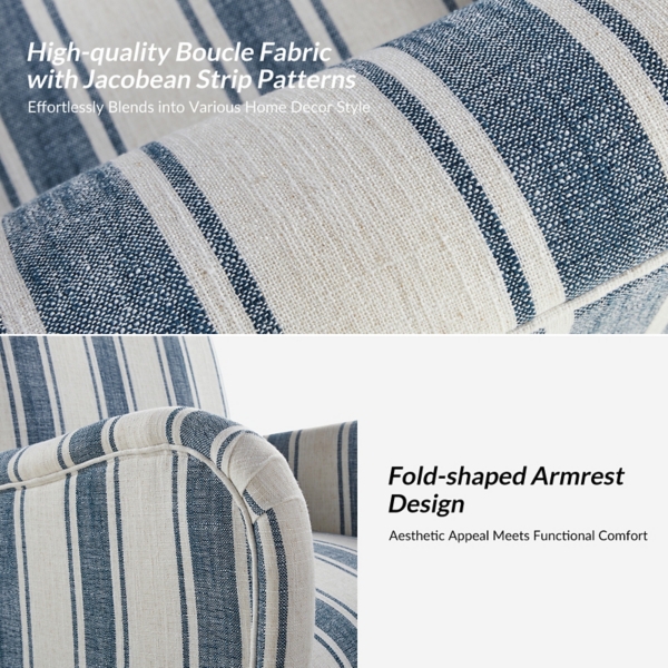 Alice Navy Blue Striped Swivel Chair