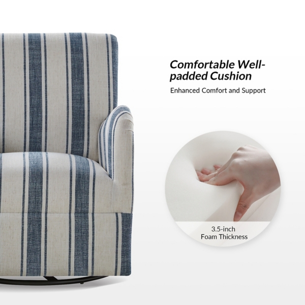 Alice Navy Blue Striped Swivel Chair