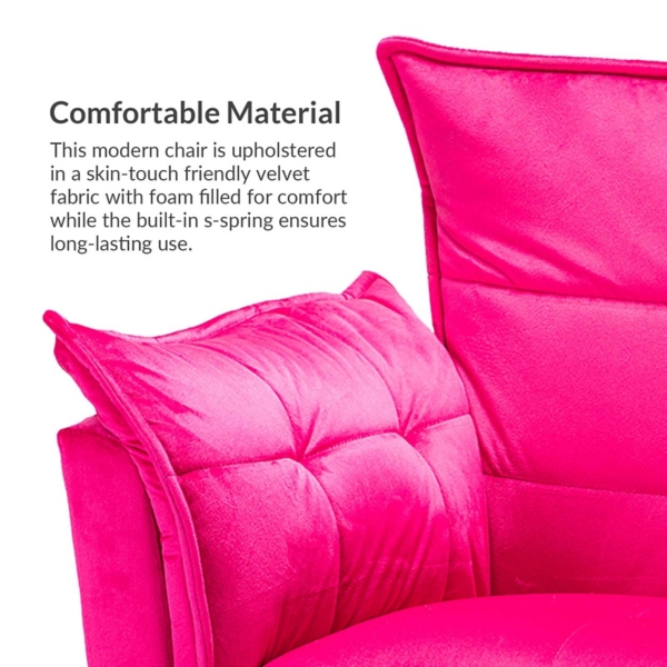Ilia Fuchsia Velvet Accent Chair