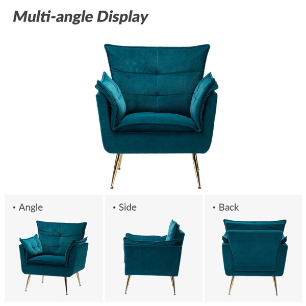 Ilia Teal Velvet Accent Chair