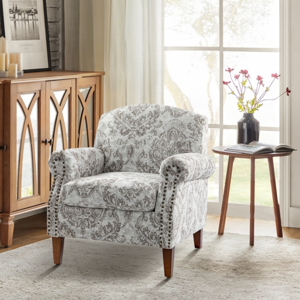 Erica Beige Damask Accent Chair