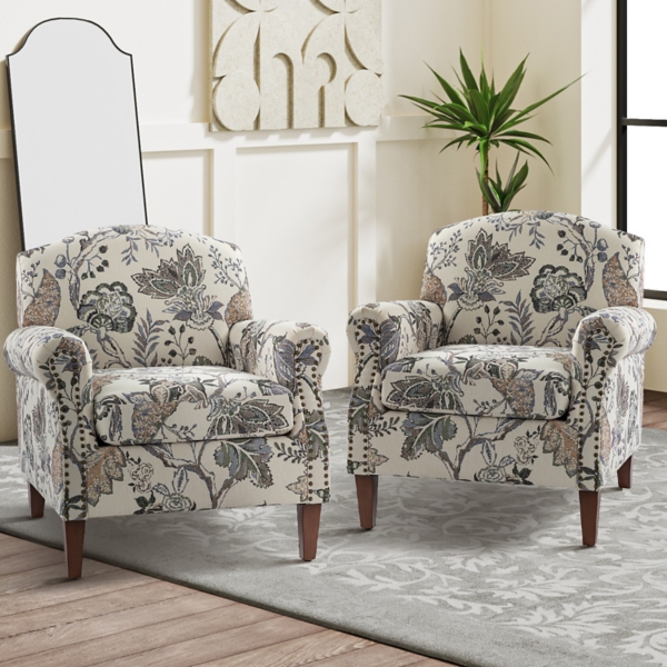 Erica Gray Floral Accent Chair
