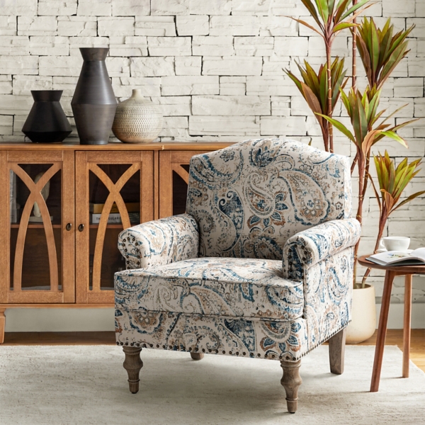 Lambert Blue Paisley Accent Chair