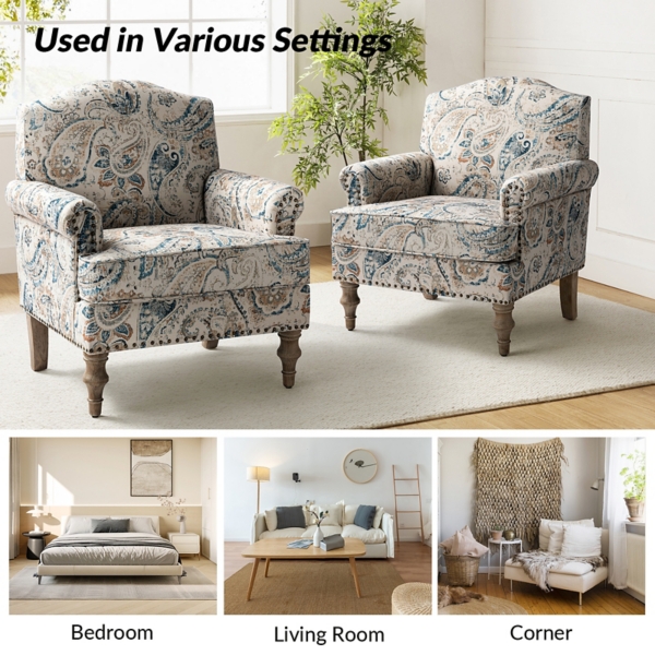 Lambert Blue Paisley Accent Chair