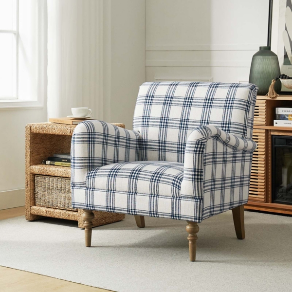 Malia Navy Plaid Accent Chair