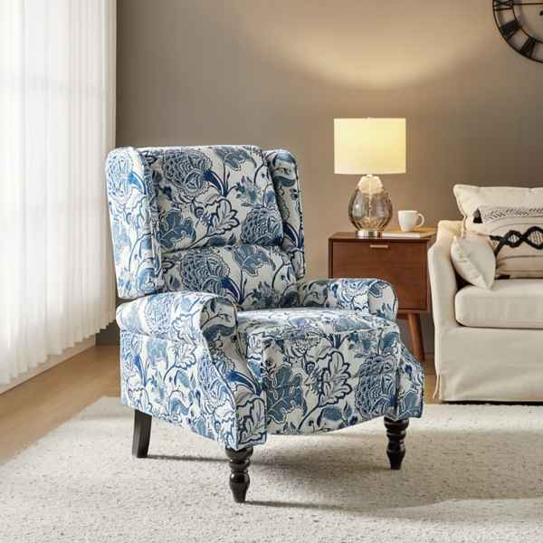 Asikli Blue Jacobean Manual Recliner