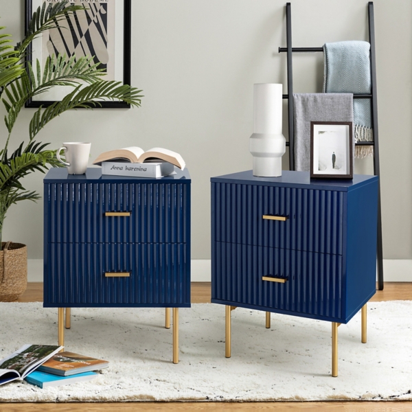 Ceandro Navy 2 Drawer Nightstand