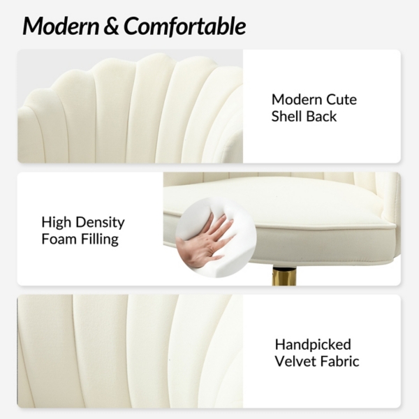 Ivory Velvet Belanda Office Chair