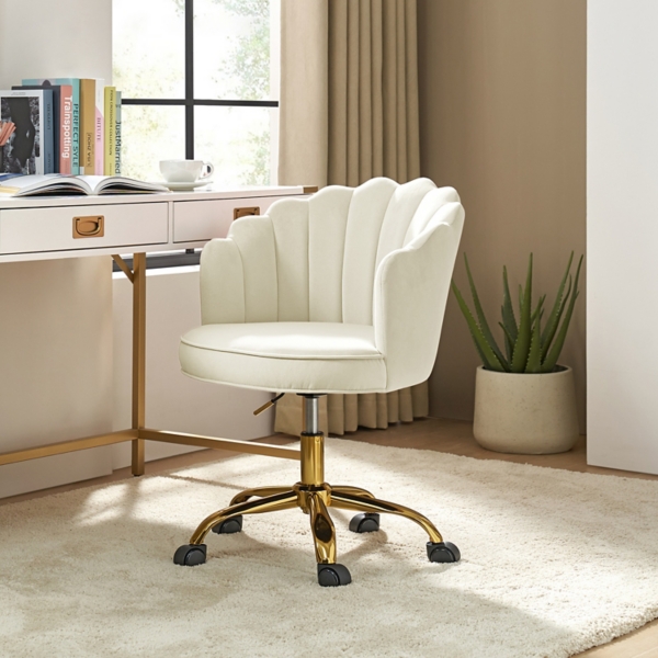 Ivory Velvet Belanda Office Chair