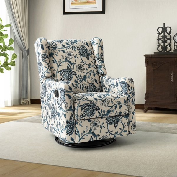 Blue Floral George Wingback Recliner