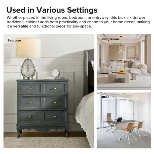 Rustic Blue Hippe 3-Drawer Charging Nightstand