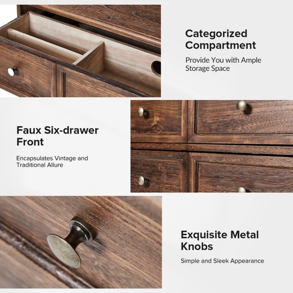 Rustic Walnut Hippe 3-Drawer Charging Nightstand